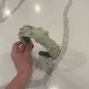 Slim Candy Jeweled Ivory Denim headband